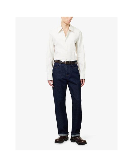 Studio Nicholson White Pinstripe Oversized Cotton Shirt for men