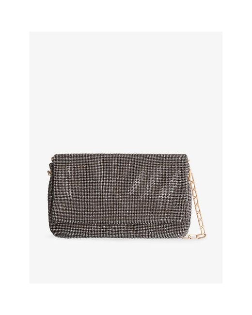 Reiss Soho Mini Crystalembellished Woven Shoulder Bag in Gray Lyst