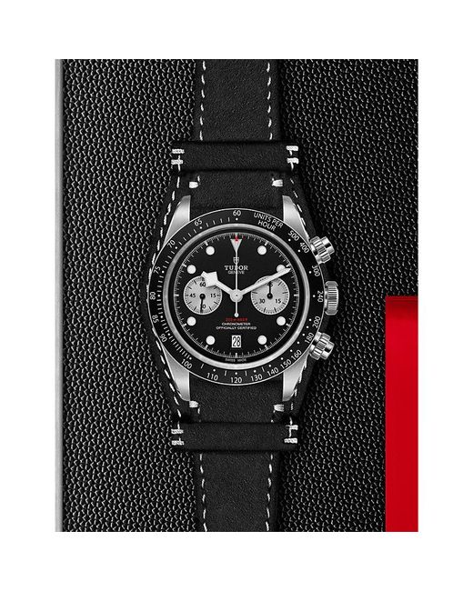 Tudor Black M79360N-0005 Bay Chrono Stainless-Steel And Leather Automatic Watch for men