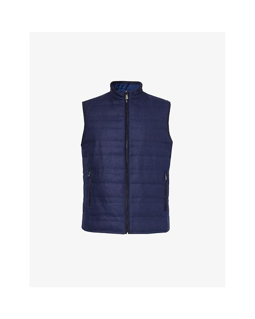 Corneliani Blue Reversible Side-pocket Silk And Wool-blend Gilet for men
