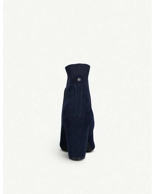 Kurt Geiger Navy Block Heel Ankle Boots 
