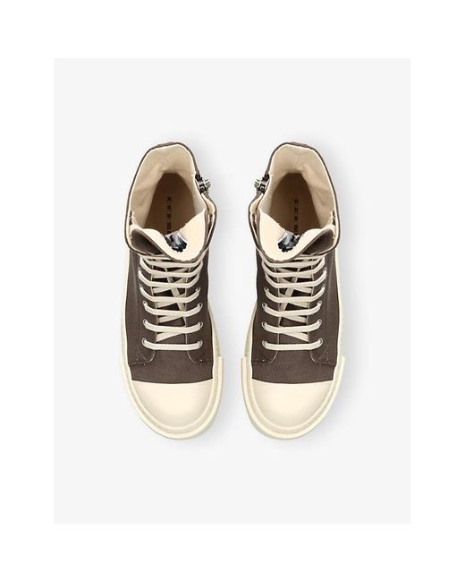 Rick Owens Brown Contrat-Toe Canvas High-Top Trainers for men