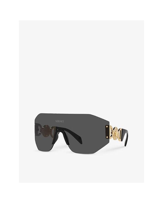 Versace Gray Ve2258 Branded-arm Irregular-frame Metal Sunglasses