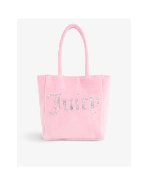 Juicy Couture Pink Crystal-embellished Velour Tote Bag