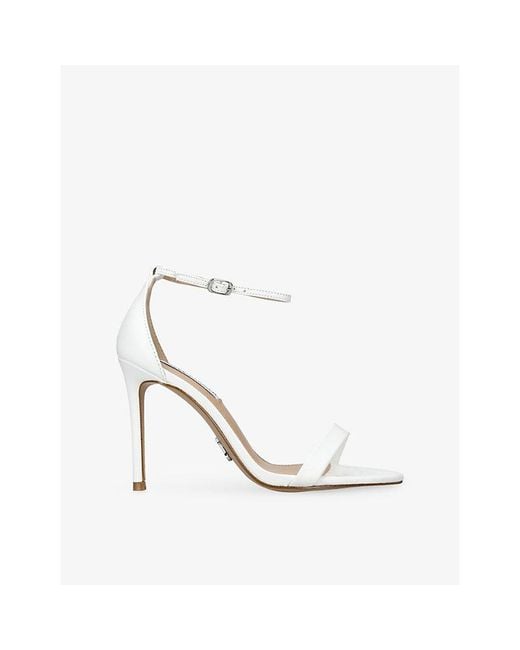 Steve Madden White Tecy Leather Heeled Sandals