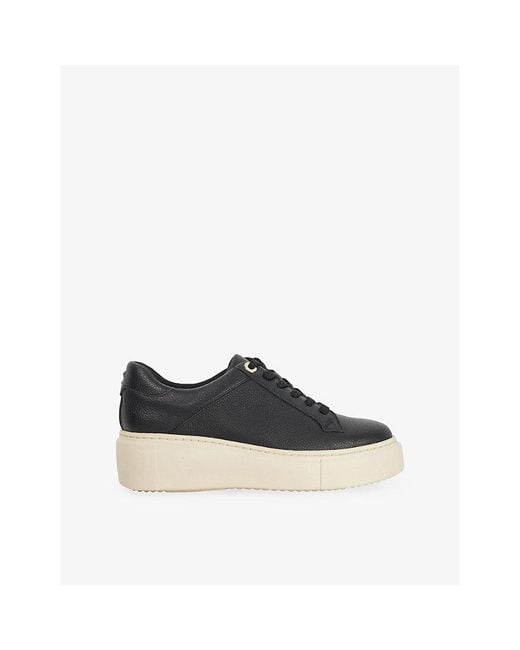 Dune Black Evienne Flatform Leather Trainers