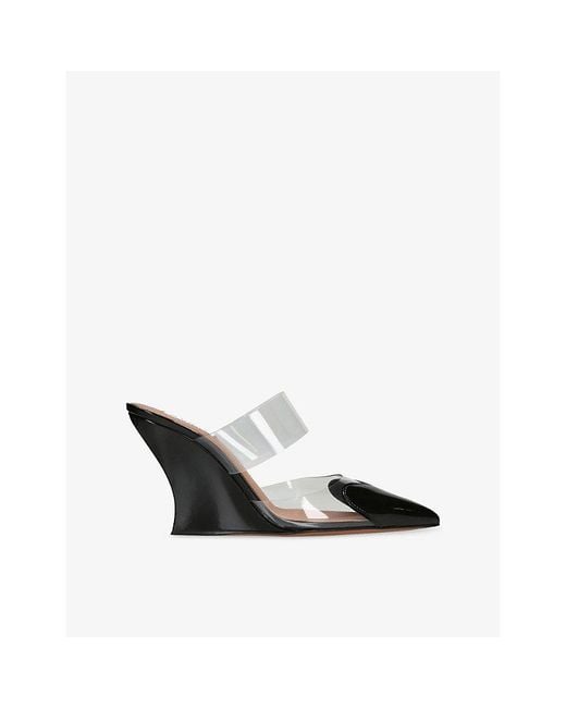Alaïa Black Le Coeur 90 Patent-Leather And Pvc Wedge Mules
