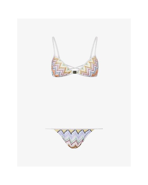 Missoni White Zig-Zag Pattern Bikini Set