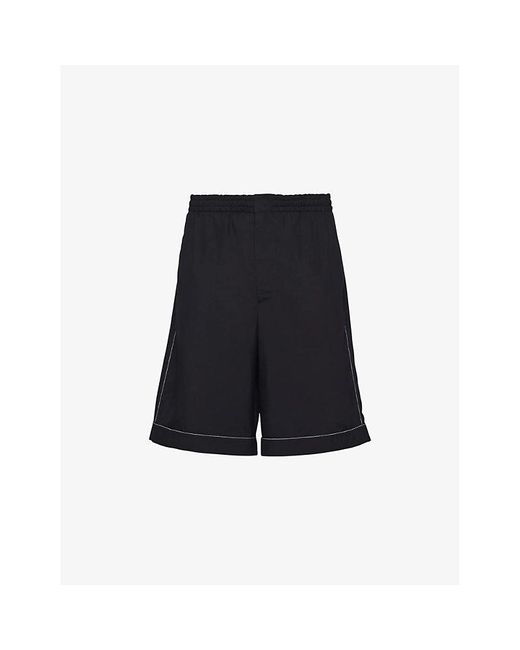 Prada Black Bermuda Brand-logo Silk Shorts for men