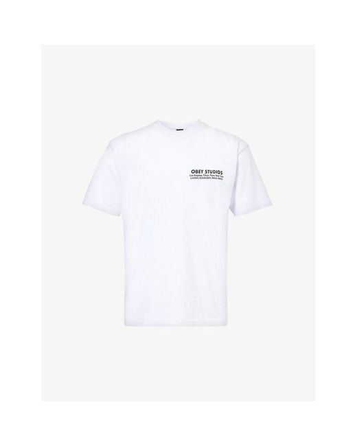 Obey White Studios Eye Text-print Cotton-jersey T-shirt X for men