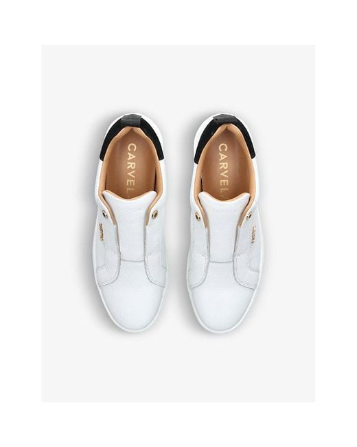 Carvela Kurt Geiger White Connected Slips-On Leather Flatofrm Trainers