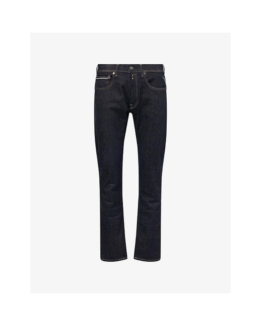 Replay Blue Grover Straight-Fit Stretch-Denim Jeans for men