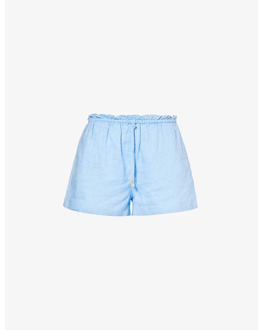 Heidi Klein Blue Hydra Drawstring-waist Linen Shorts
