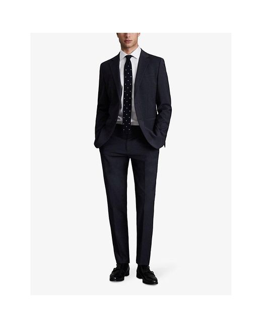 Reiss Blue Hope Modern-fit Mid-rise Wool-blend Trousers for men