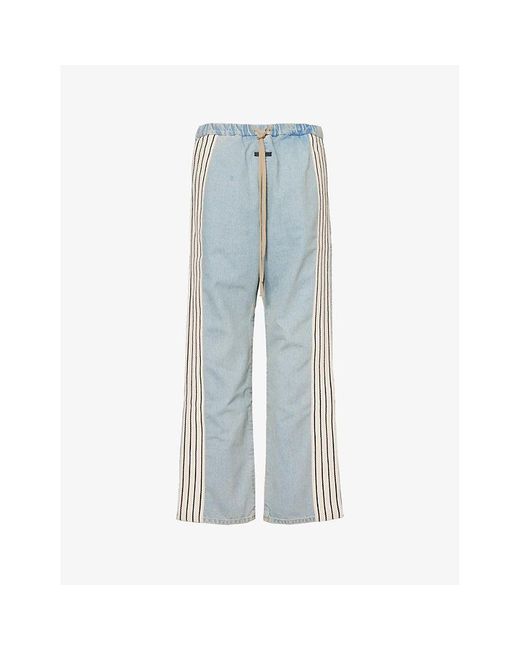 Fear Of God Blue Striped-panel Relaxed-fit Jeans for men