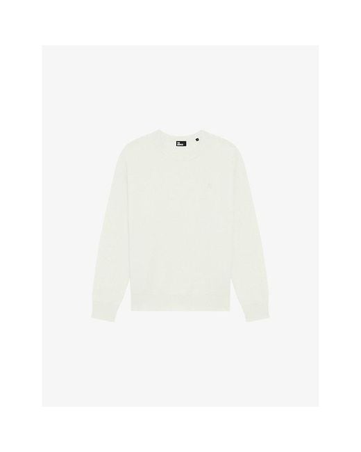 The Kooples White Crewneck Regular-Fit Stretch Wool And Cotton-Blend Jumper for men