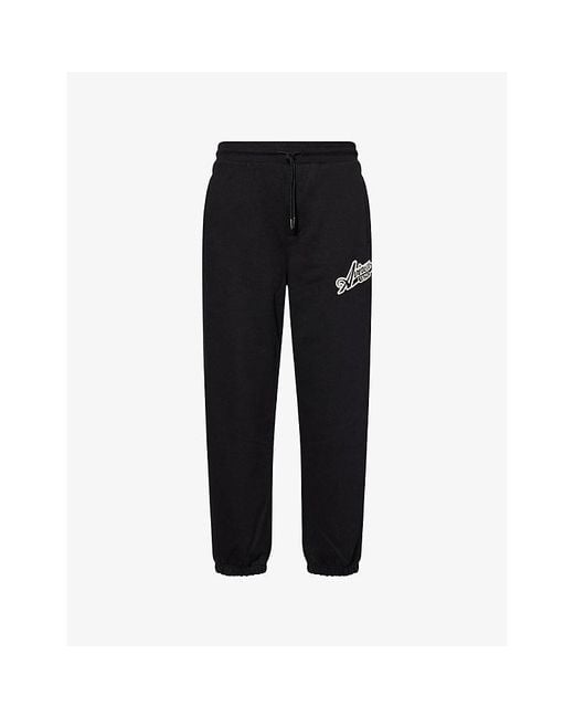 Avirex Black Appliqué-Script Cotton Jogging Bottoms for men