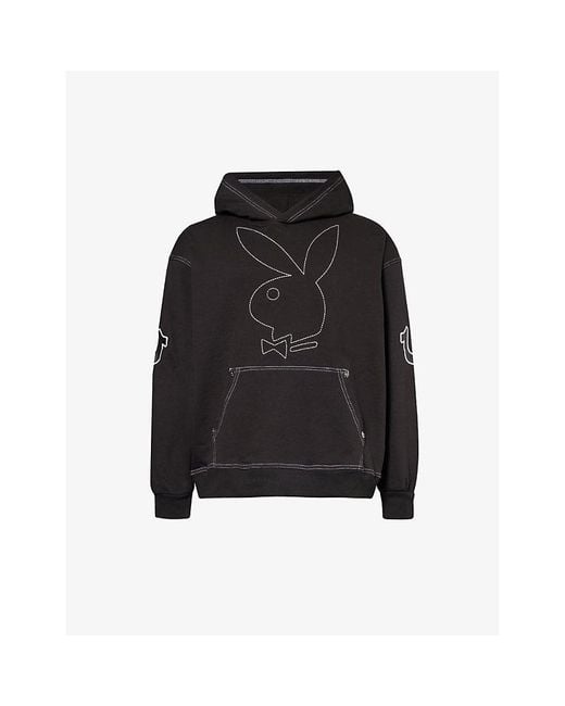 True Religion Black X Playboy Branded Relaxed-fit Cotton-blend Hoody for men