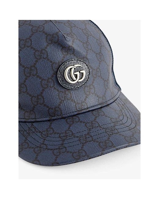 Gucci Blue Monogram-pattern Cotton-canvas Baseball Cap