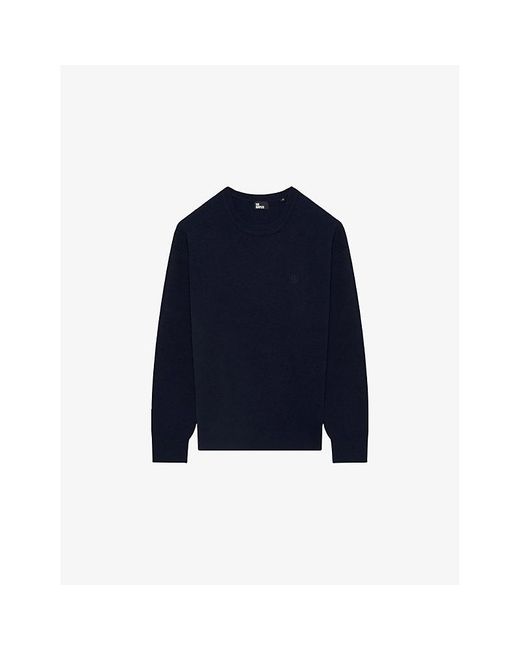 The Kooples Blue Brand-Embroidered Crewneck Wool-Blend Jumper for men