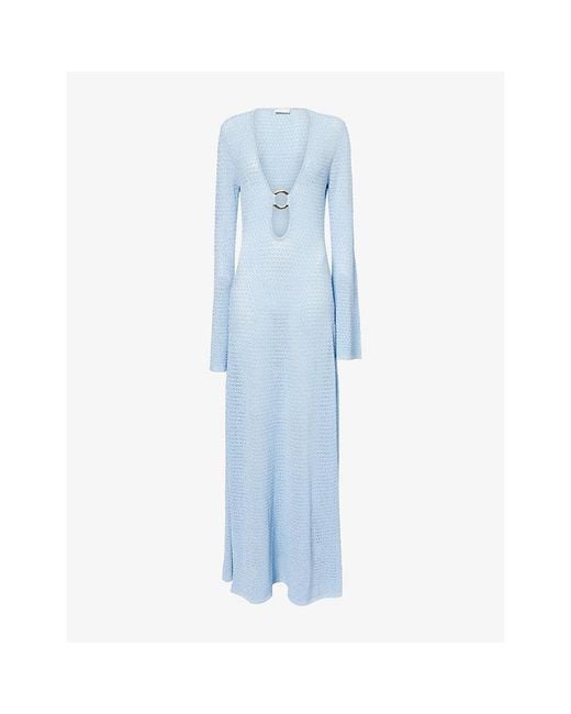 Cheap Monday Blue Montego Crochet-Knit Maxi Dress