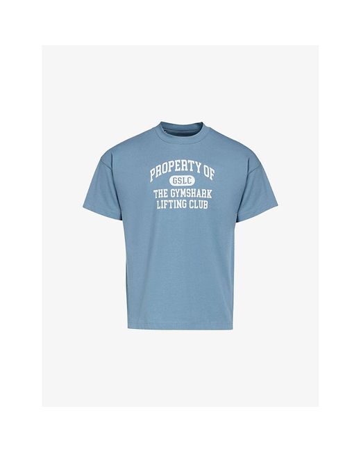 GYMSHARK Blue Gs Faded Property Of Crewneck Cotton-Jersey T-Shirt for men