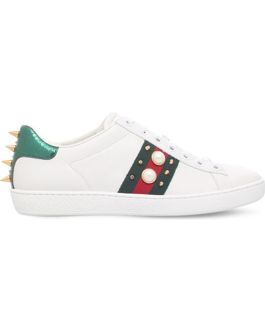gucci flats with pearls