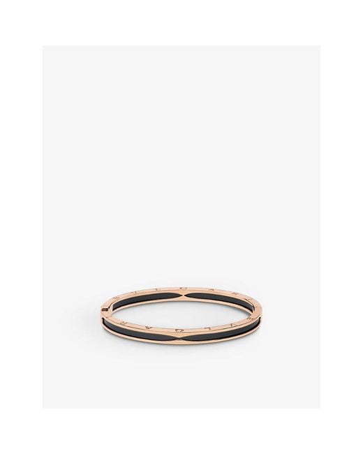 BVLGARI White B.zero1 18ct Rose-gold And Black Ceramic Bangle Bracelet