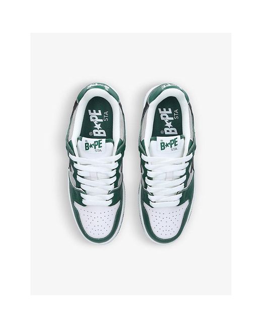 A Bathing Ape Green Bape Sk8 Sta #1 M2 Leather And Suede Low-top Trainers for men