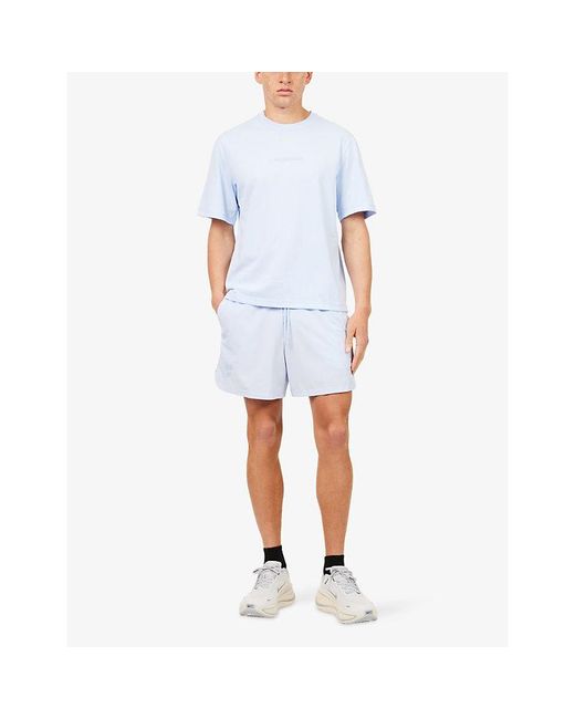 Nike Blue Dri-Fit Logo-Text Print Woven T-Shirt for men