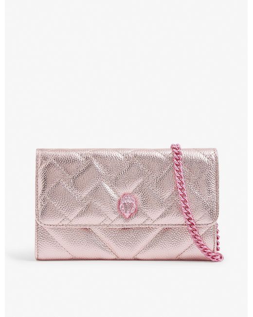 Kurt Geiger Kensington Quilted Leather Wallet-on-chain in Pink - Lyst