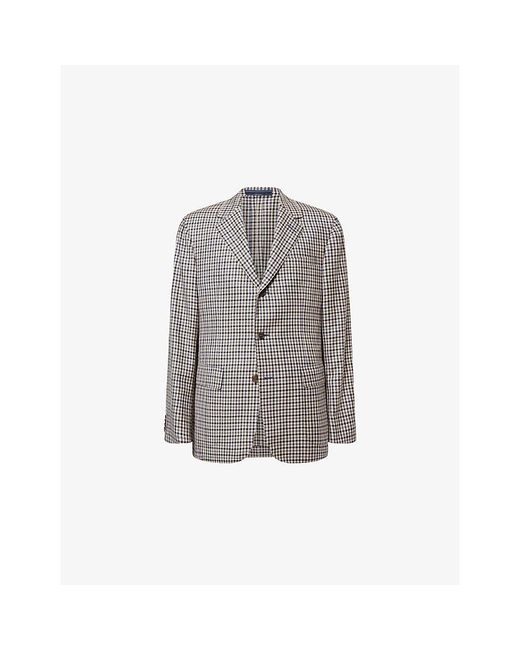 Dunhill Gray Checked Single-Breasted Wool Blazer for men
