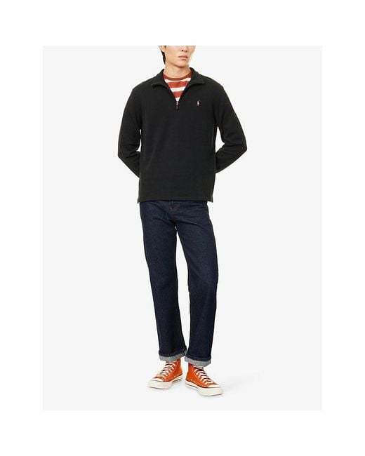 Polo Ralph Lauren Black Estate Funnel-Neck Regular-Fit Cotton-Jersey Sweatshirt for men