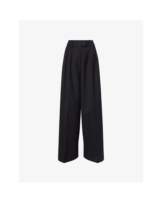 Anine Bing Black Lou Wide-Leg Woven Trousers