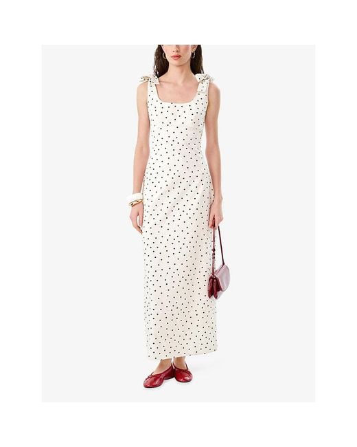 OMNES White Morgane Polka Dot Cotton Midi Dress