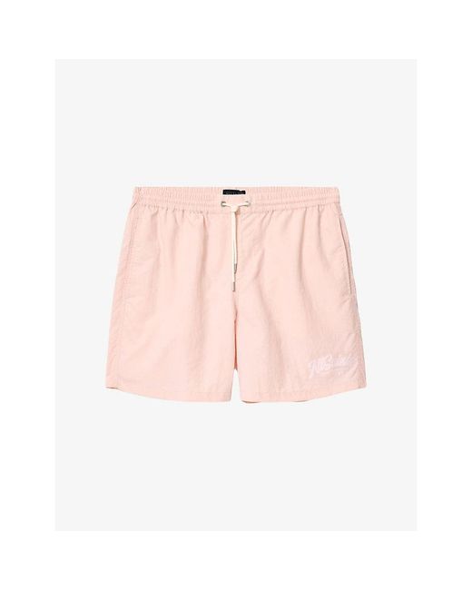 AllSaints Pink Odyssey Branded-Print Swim Shorts for men