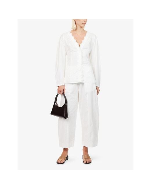Dissh White Lucette Lace-Trim Cotton Top