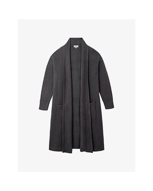 The White Company Black Longline Relaxed-Fit Cotton-Blend Cardigan