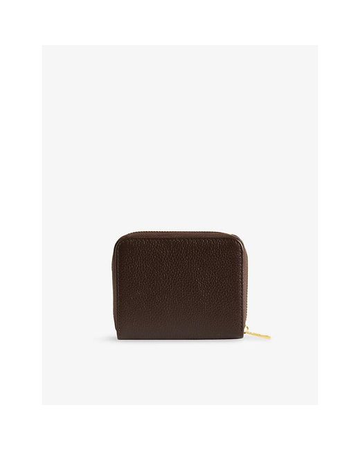 Zadig & Voltaire Brown Zv Mini Logo-Plaque Leather Coin Purse