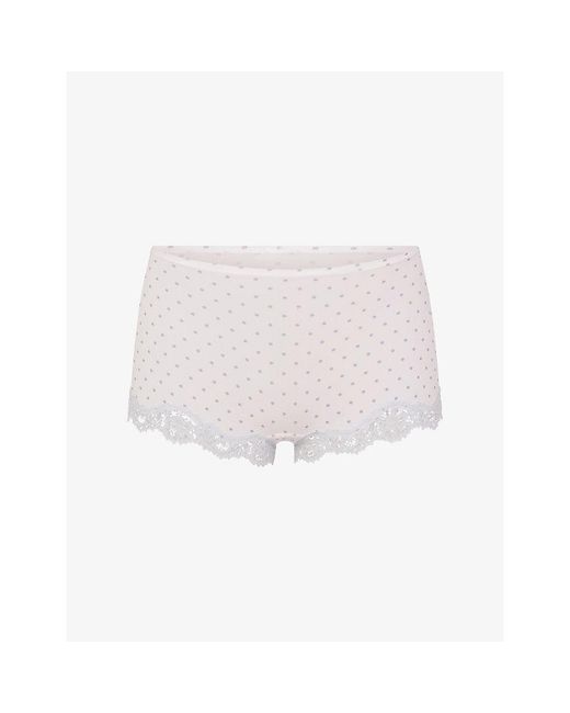 Skims White Fits Everybody Lace Boy Short