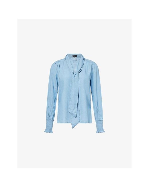 ME+EM Blue Cotton Chambray Blouse