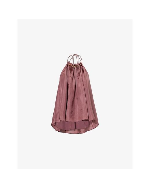 Zimmermann Aster Gathered-Bead Silk Top