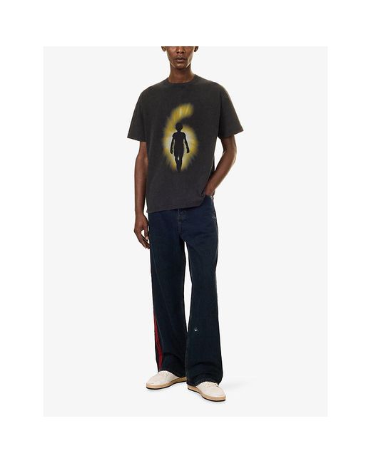 1886 Black Digital Sense Graphic-Print Cotton T-Shirt for men