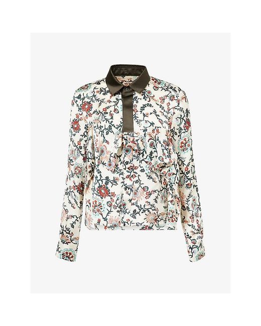 Sacai White Overlay-Panel Floral Satin Shirt