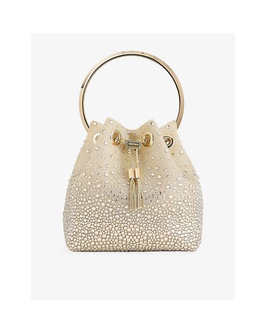 Jimmy Choo Natural Bon Bon Crystal-Mesh Top-Handle Bag