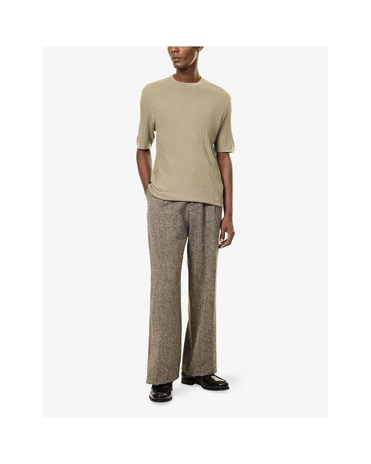 Emporio Armani Natural Square-Knit Virgin-Wool T-Shirt for men