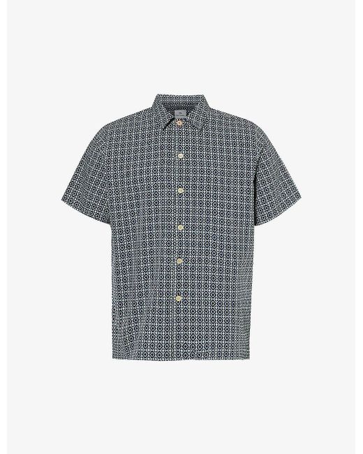 PS by Paul Smith Gray Repeat Cheque Regular-fit Cotton Shirt for men