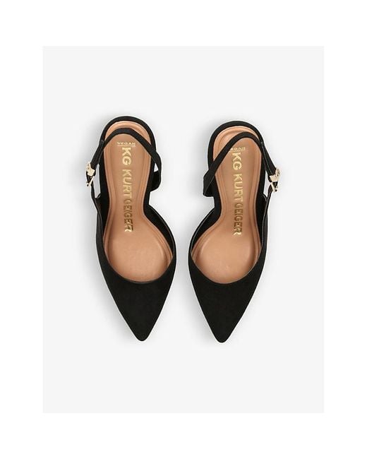KG by Kurt Geiger Black Aria Logo-Badge Faux-Suede Heeled Sandals