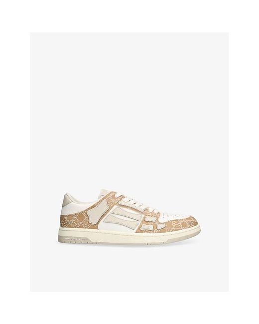 Amiri Natural Quad Skel Canvas And Leather Low-Top Trainers for men