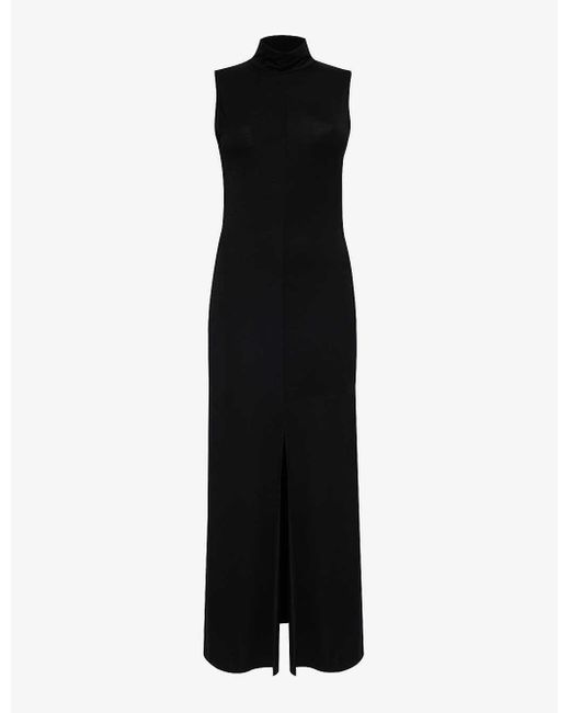 Reformation Black Axton High-neck Stretch-woven Midi Dress X